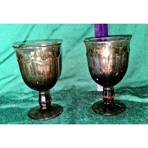 Vtg Noritake Provincial Brown Paneled Water Glass Goblet 70s 80s Set of 4